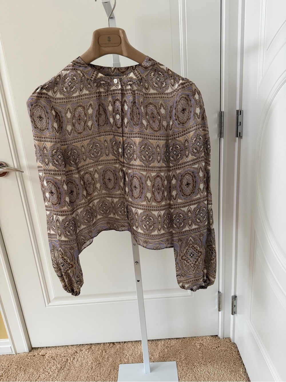 Veronica Beard Women's Printed Long-Sleeve Blouse - Neutral Paisley